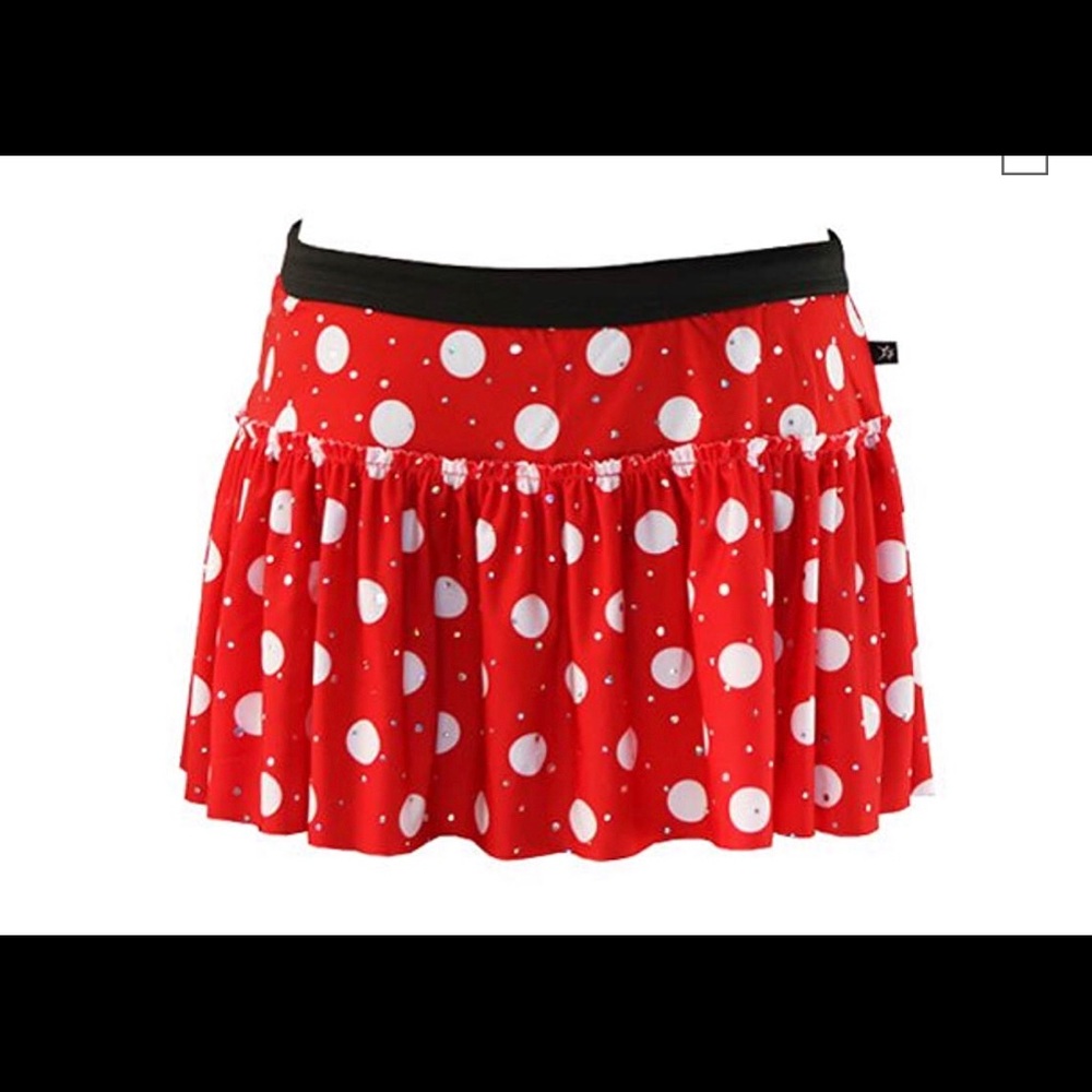 Red and White Polka Dot Sparkle Running Skirt